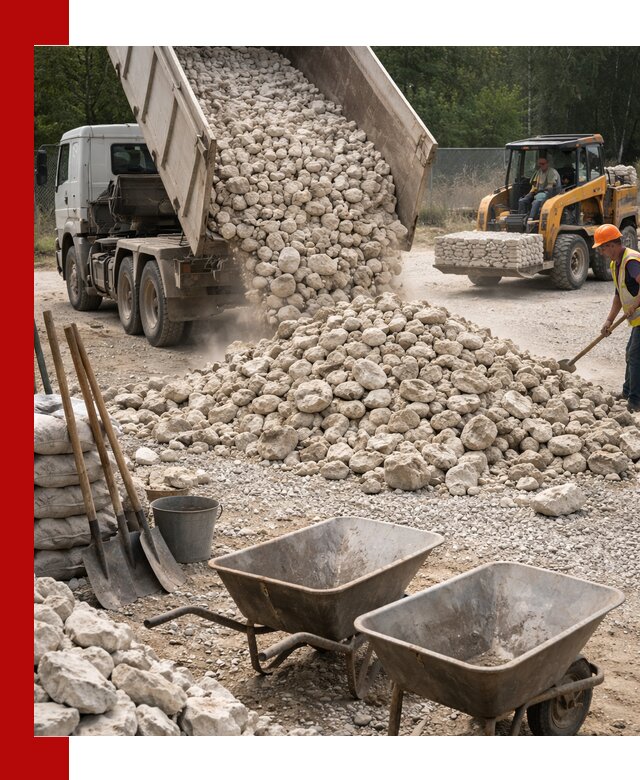 Доставка и продажа бутового известнякового камня в Сатке