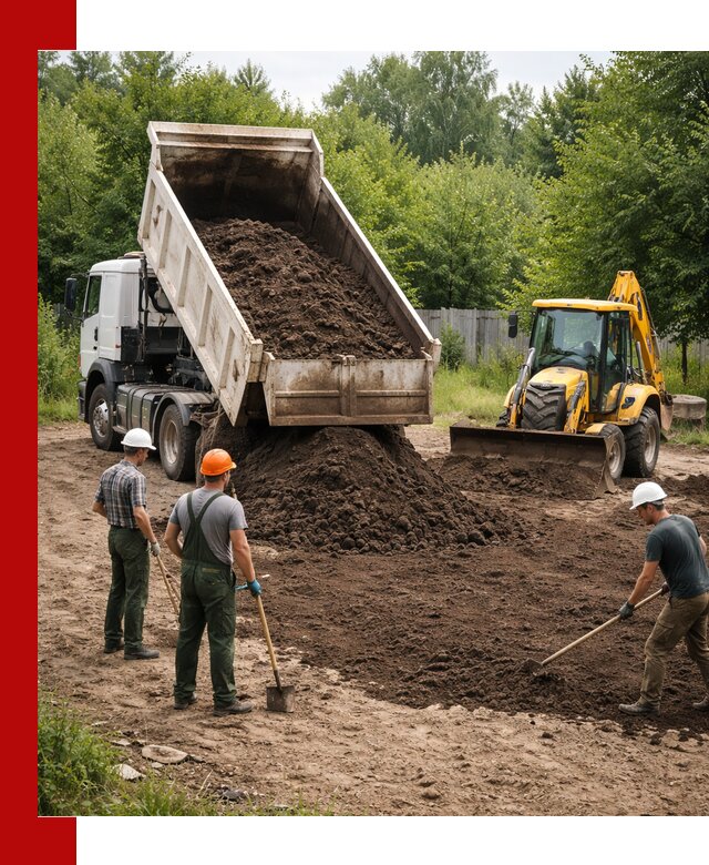 Доставка и укладка грунта для выравнивания участка в Сатке