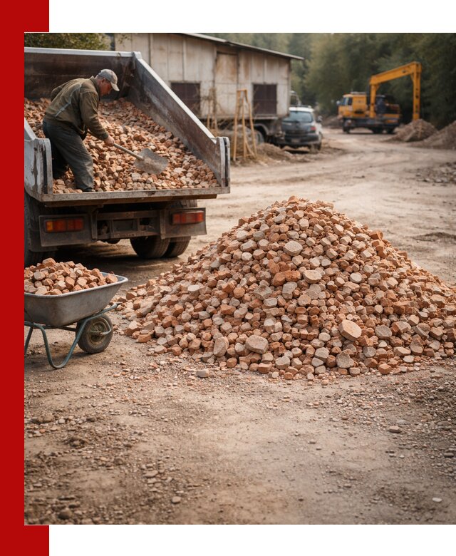 Доставка и подушка из боя кирпича с разгрузкой в Сатке