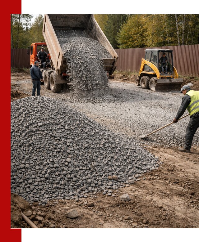 Отсыпка участка щебнем с доставкой и уплотнением в Сатке